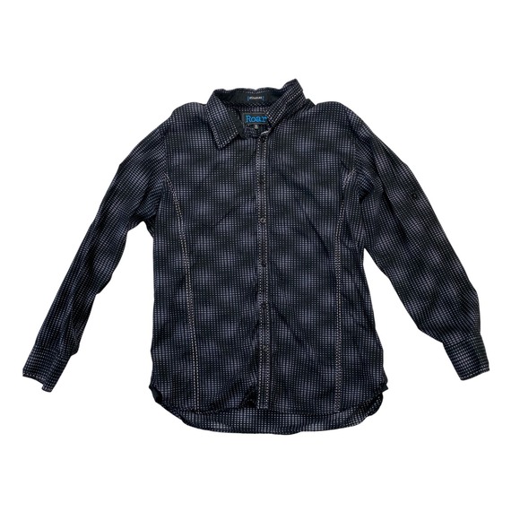 Roar Signature Plaid Button Up Sz XL Mens Long Sleeve Shirt Black Gray Rock - Picture 1 of 10